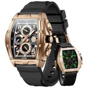 lige mens watches luxury tonneau watches for men waterproof analog watch chronograph calendar date men’s dress business work watch large square face wristwatch
